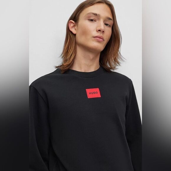 Hugo Boss COTTON-TERRY REGULAR-FIT SWEATSHIRT WITH LOGO LABEL - Picture 2 of 4